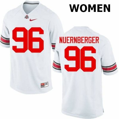 NCAA Ohio State Buckeyes Women's #96 Sean Nuernberger White Nike Football College Jersey HJN6045OA